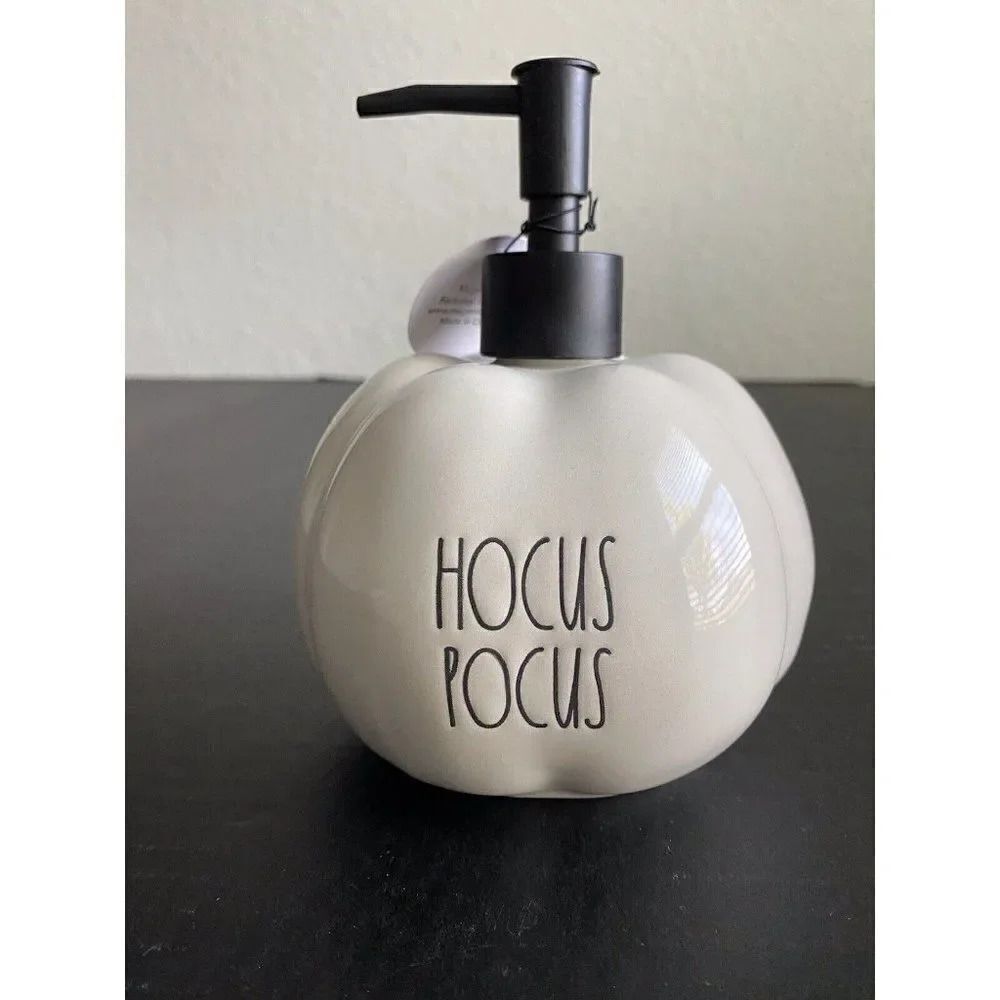Rae Dunn Halloween HOCUS POCUS White Pumpkin Soap Lotion Dispenser 2022 NEW